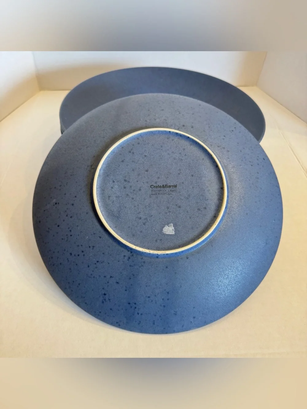 RARE Crate Barrel Craft Indigo Stoneware Coupe Dinner Plate 11
